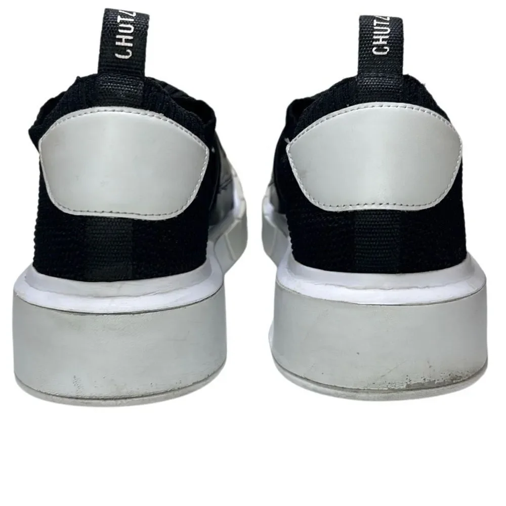 Schutz - Tennis Platform Shoes w/ Logo Strap, Knit, Slip On - Size 7.5, Black - Picture 11 of 16